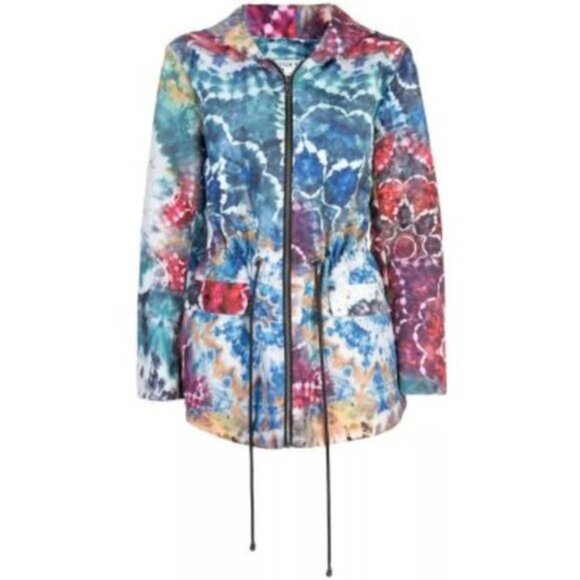 Alice‎ + Olivia Tie Dye Print Rain Jacket Multicolor Women Size Small - Picture 1 of 8